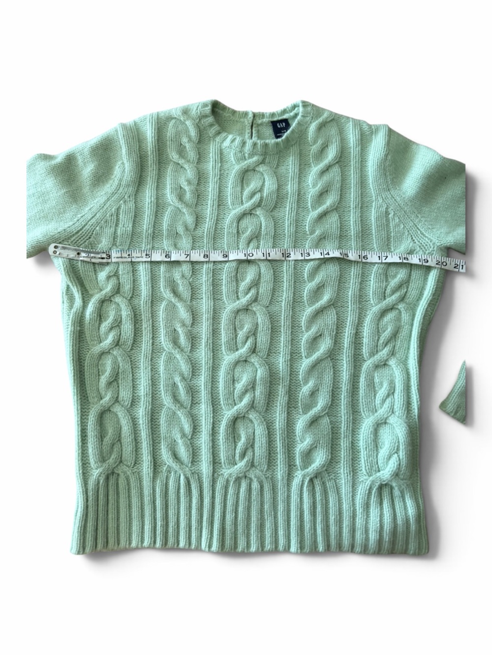 GAP mint green wool angora blend Cable Knit Crewneck Sweater M